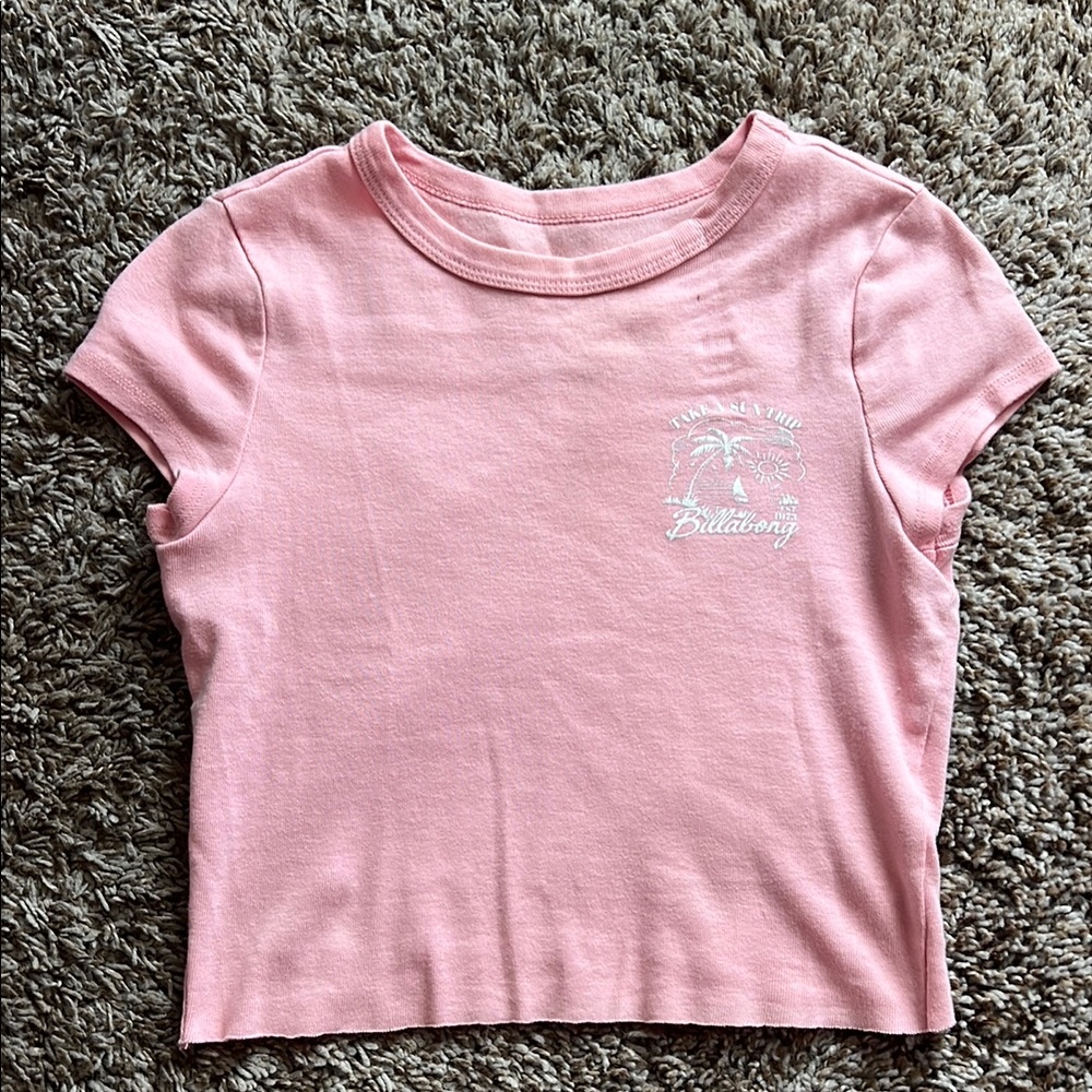 Billabong Pink Short Sleeve Tee Casual Cropped